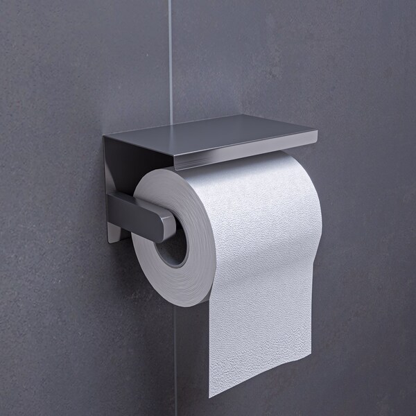 Alfi Brand Brushed Stainless Steel Toilet Paper Holder with Shelf ABTP66-BSS - main